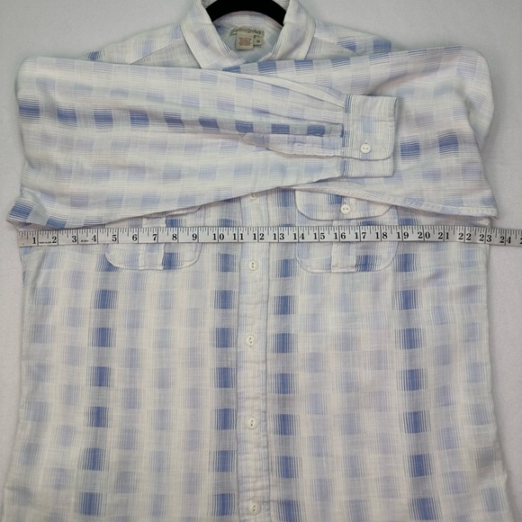 Light Blue and White Plaid Button-Up Shirt - Picture 6 of 9